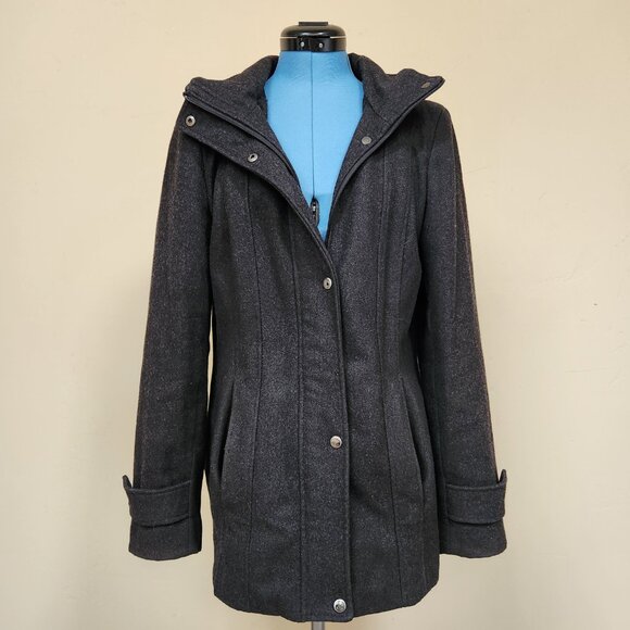 Calvin Klein wool coat with removable hood - Picture 3 of 8